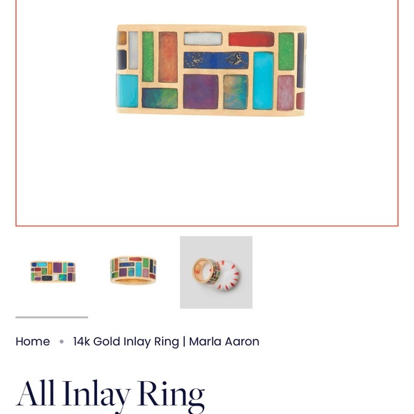 Marla Aaron Multicolor Inlay Gold Ring - Picture 9 of 11